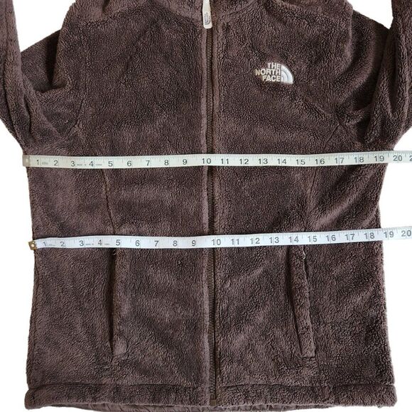 The North Face brown zip front fuzzy jacket sz S - Picture 7 of 9